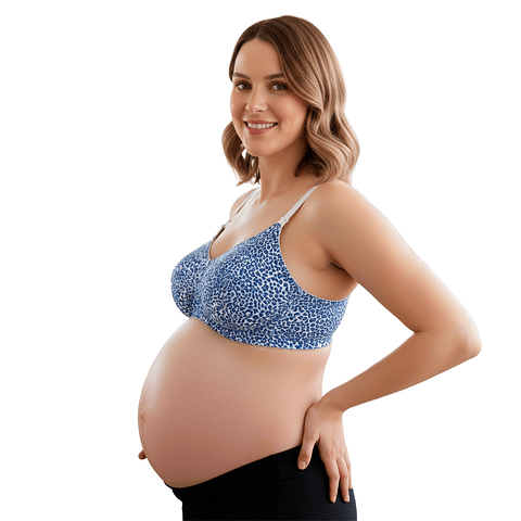 Sostén Maternal Julietta, Broche Lactancia, Algodon, AzulBlanco