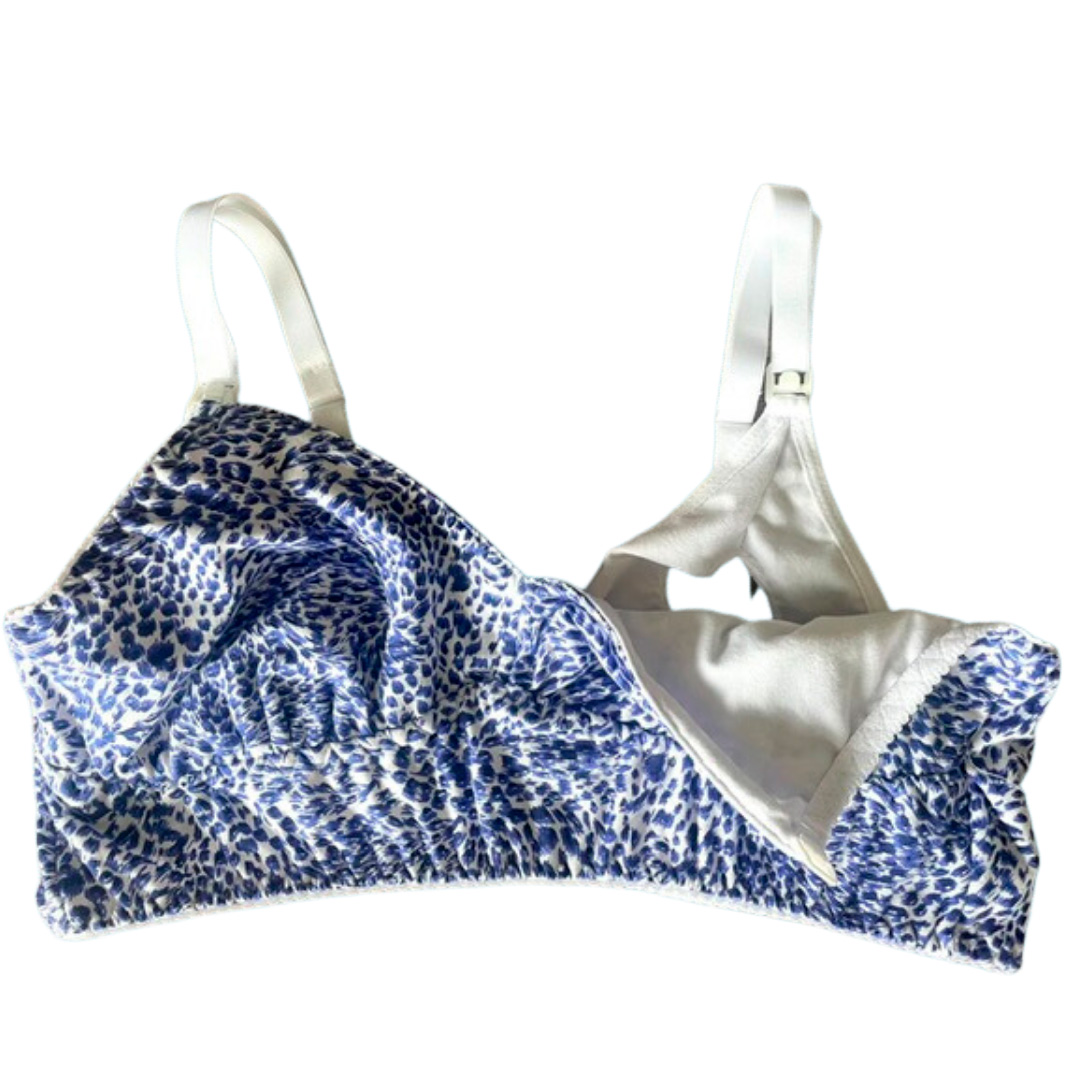 Sostén Maternal Julietta, Broche Lactancia, Algodon, AzulBlanco 17