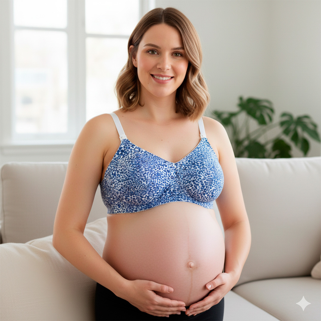 Sostén Maternal Julietta, Broche Lactancia, Algodon, AzulBlanco 6