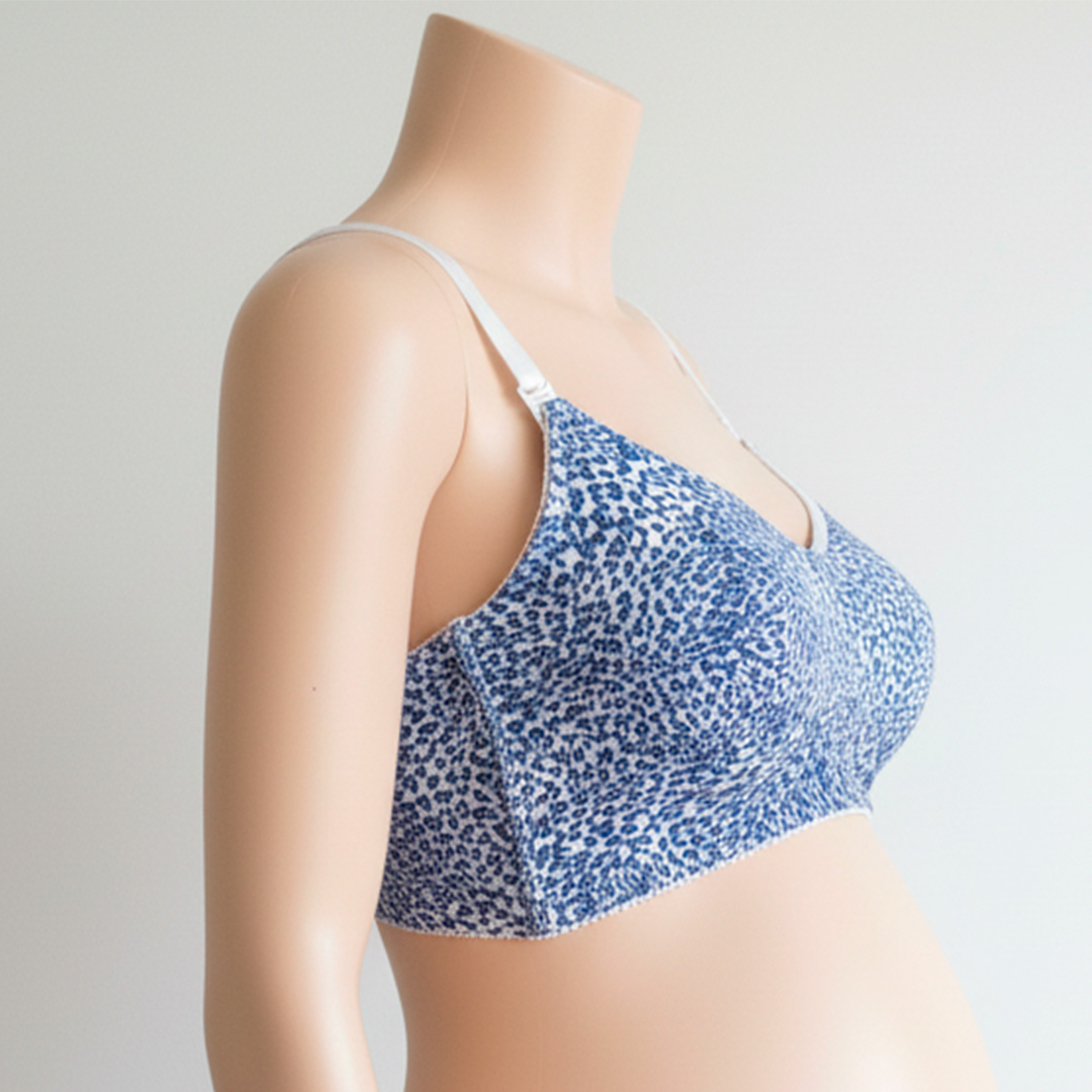 Sostén Maternal Julietta, Broche Lactancia, Algodon, AzulBlanco 15