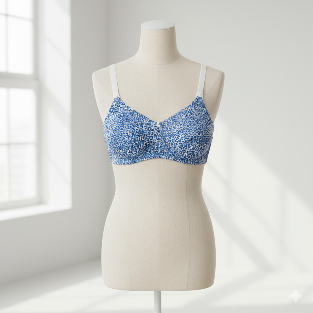 Sostén Maternal Julietta, Broche Lactancia, Algodon, AzulBlanco 10