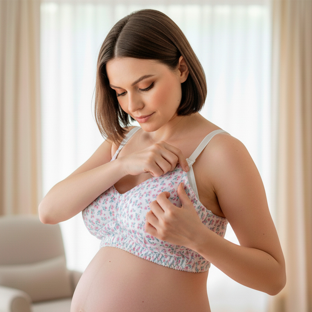 Sostén Maternal Julietta, Broche Lactancia, Algodon, BlancoFloreado 3