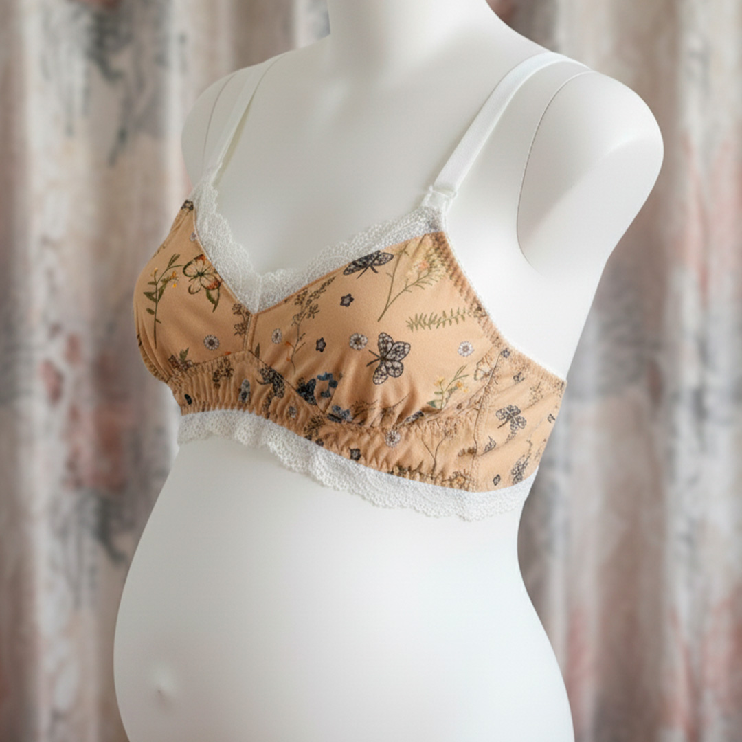 Sostén Maternal Julietta, Broche Lactancia, Encaje, NaranjaFloreado 14