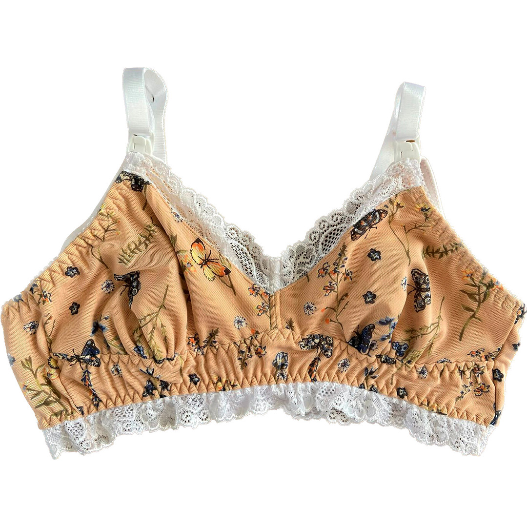 Sostén Maternal Julietta, Broche Lactancia, Encaje, NaranjaFloreado 17