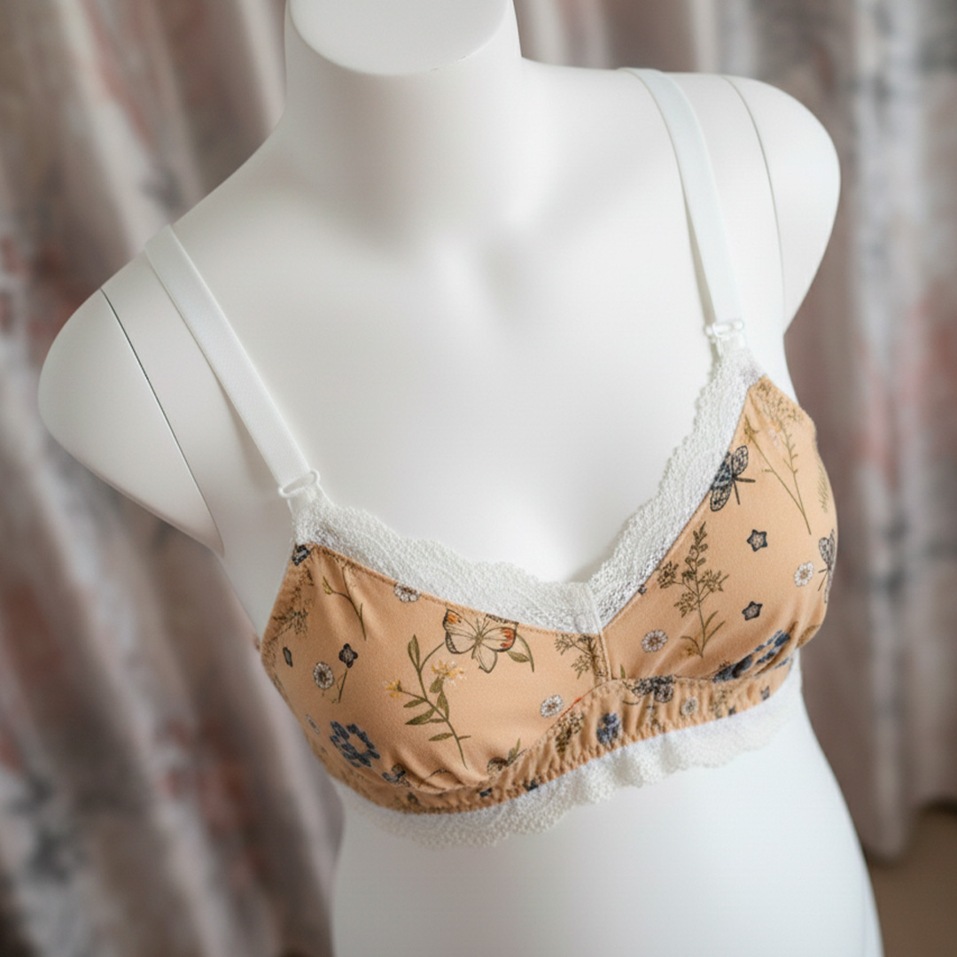 Sostén Maternal Julietta, Broche Lactancia, Encaje, NaranjaFloreado 13