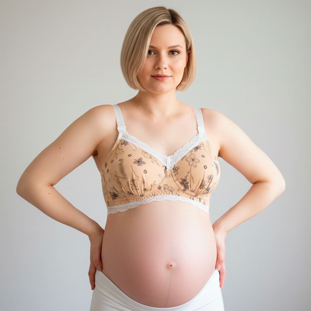 Sostén Maternal Julietta, Broche Lactancia, Encaje, NaranjaFloreado 2