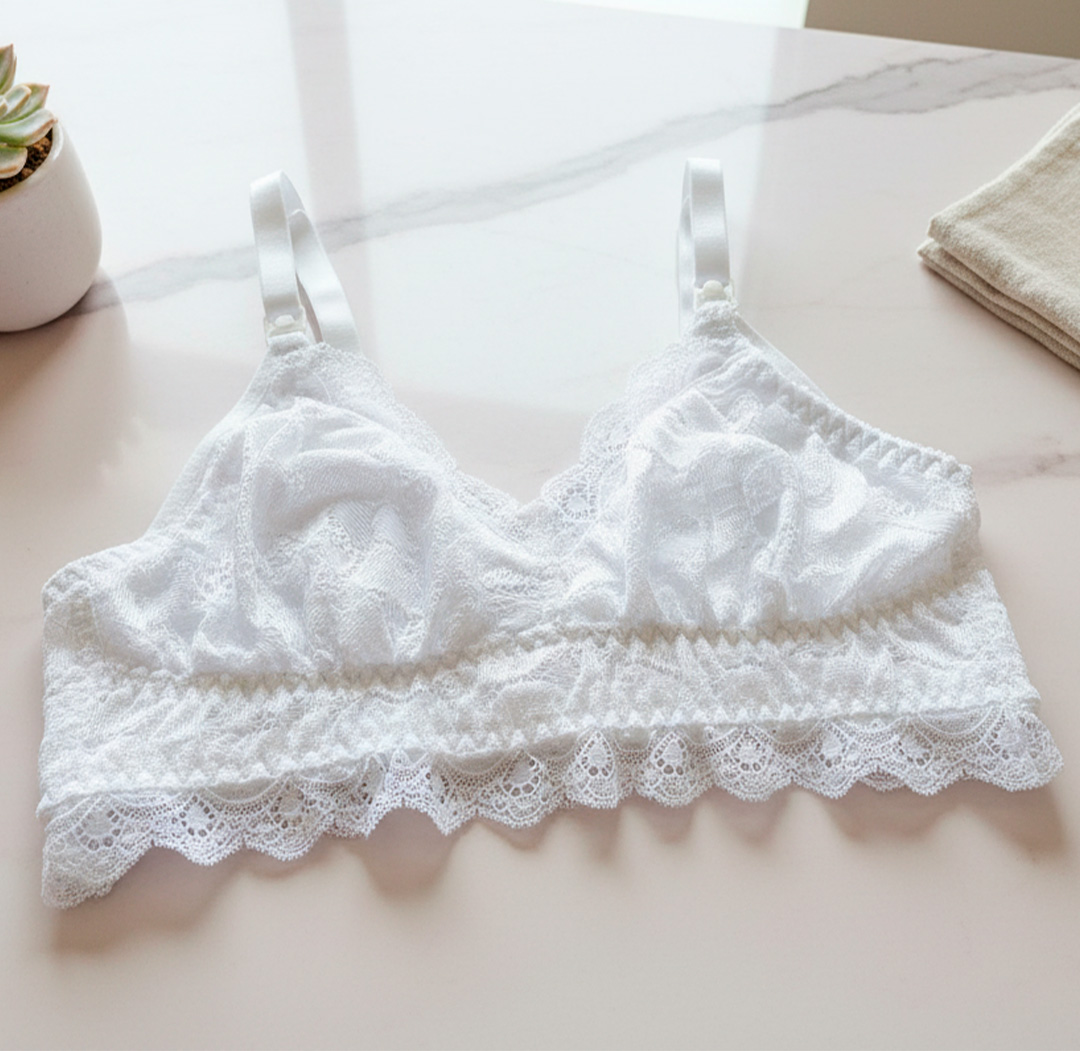 Sostén Maternal Julietta, Broche Lactancia, Encaje, BlancoBeige 19