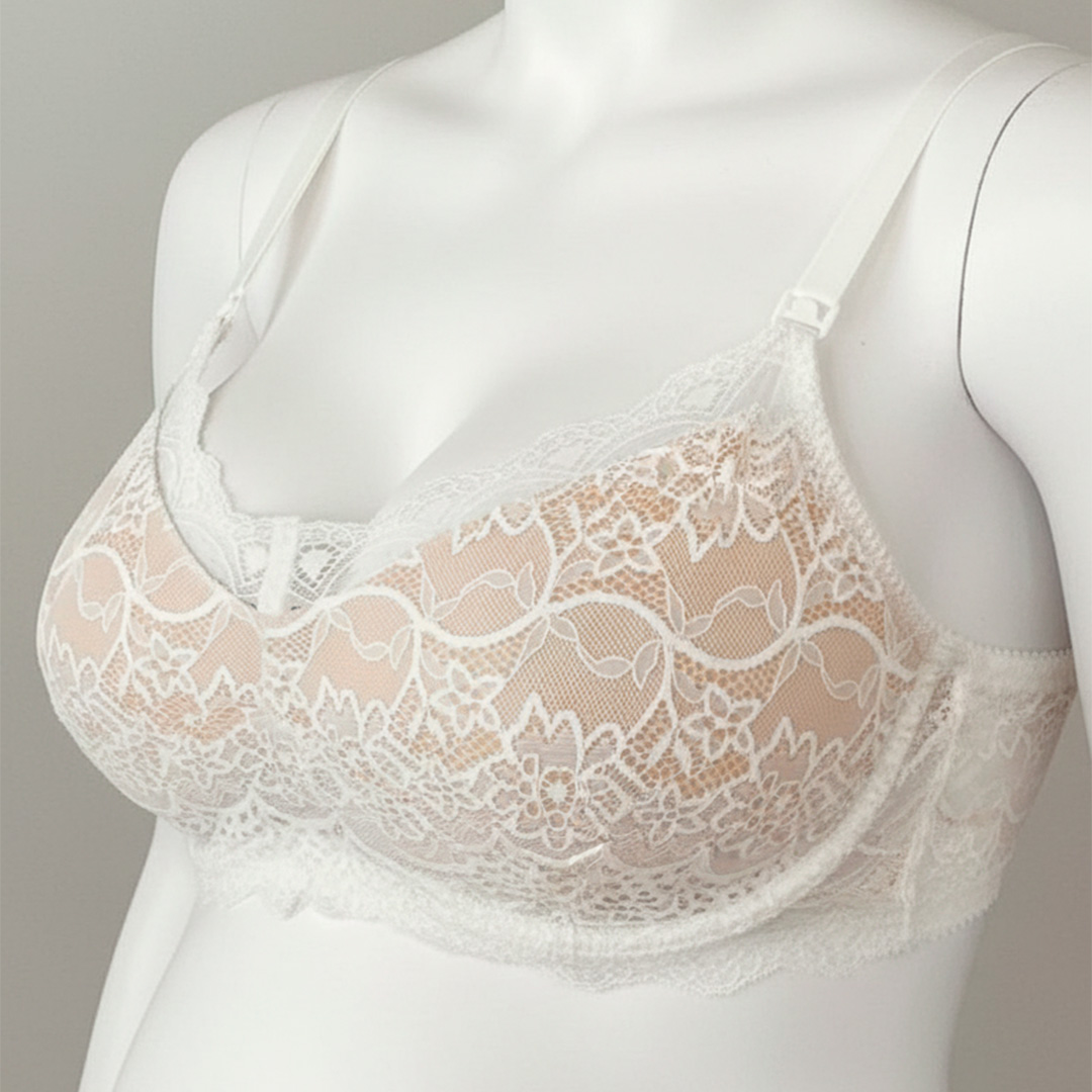 Sostén Maternal Julietta, Broche Lactancia, Encaje, BlancoBeige 14