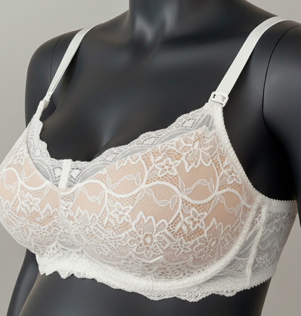 Sostén Maternal Julietta, Broche Lactancia, Encaje, BlancoBeige 9