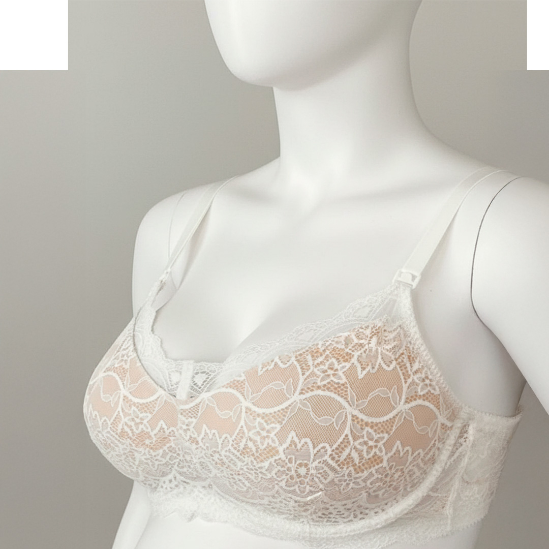 Sostén Maternal Julietta, Broche Lactancia, Encaje, BlancoBeige 15