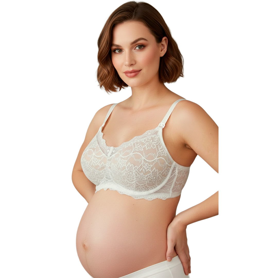 Sostén Maternal Julietta, Broche Lactancia, Encaje, BlancoBeige 8