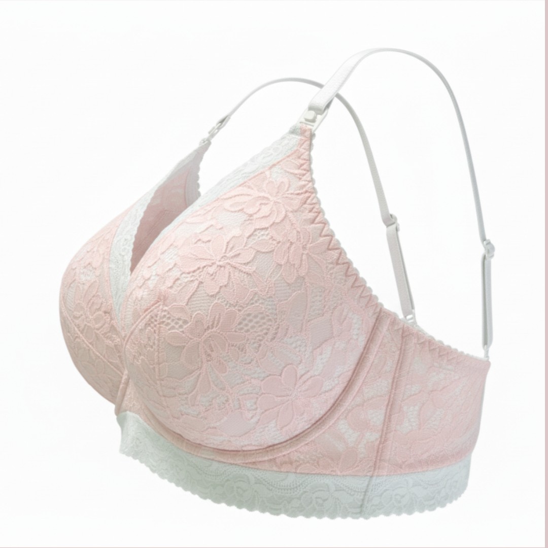 Sostén Maternal Julietta, Broche Lactancia, Encaje, RosadoBlanco 17