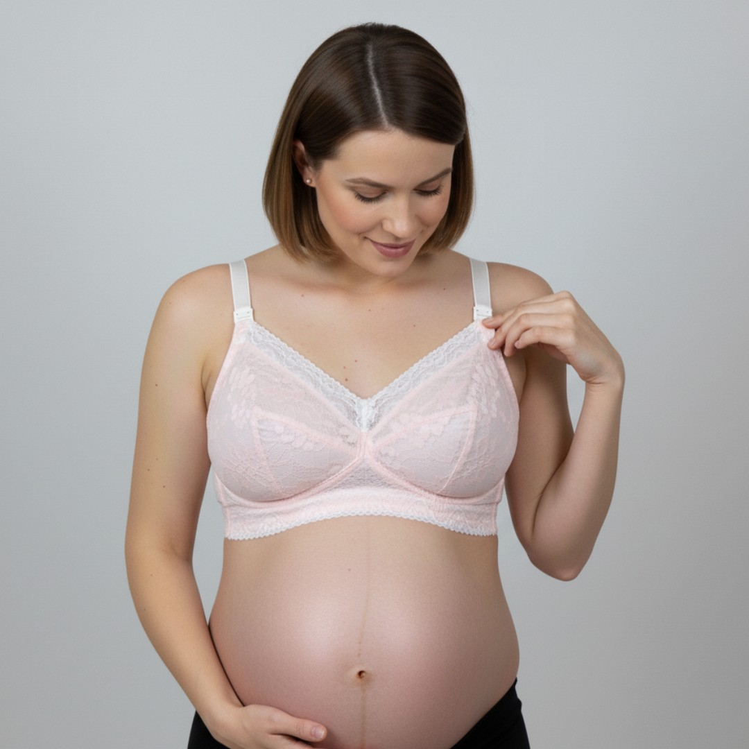 Sostén Maternal Julietta, Broche Lactancia, Encaje, RosadoBlanco 5