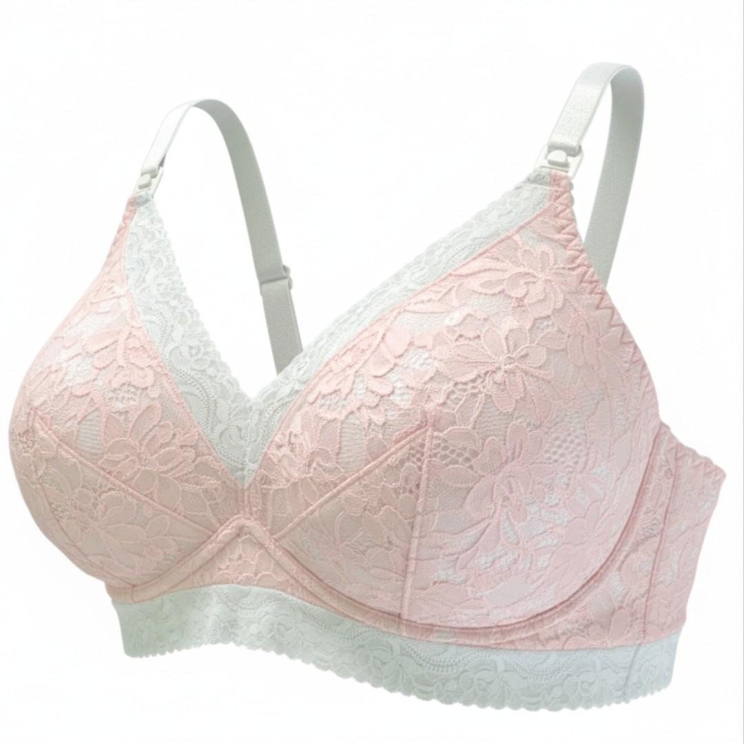 Sostén Maternal Julietta, Broche Lactancia, Encaje, RosadoBlanco 15