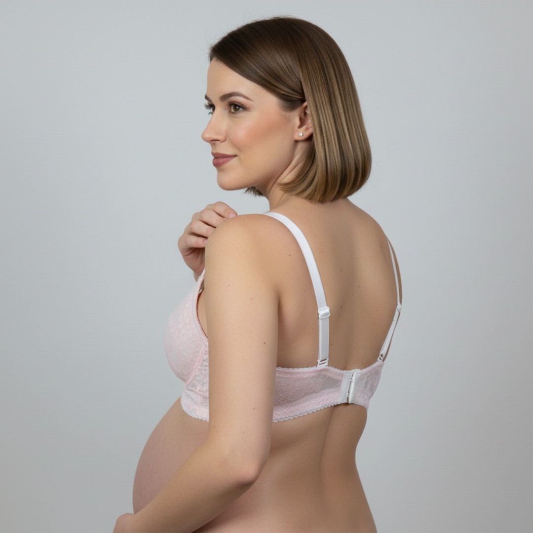 Sostén Maternal Julietta, Broche Lactancia, Encaje, RosadoBlanco 6