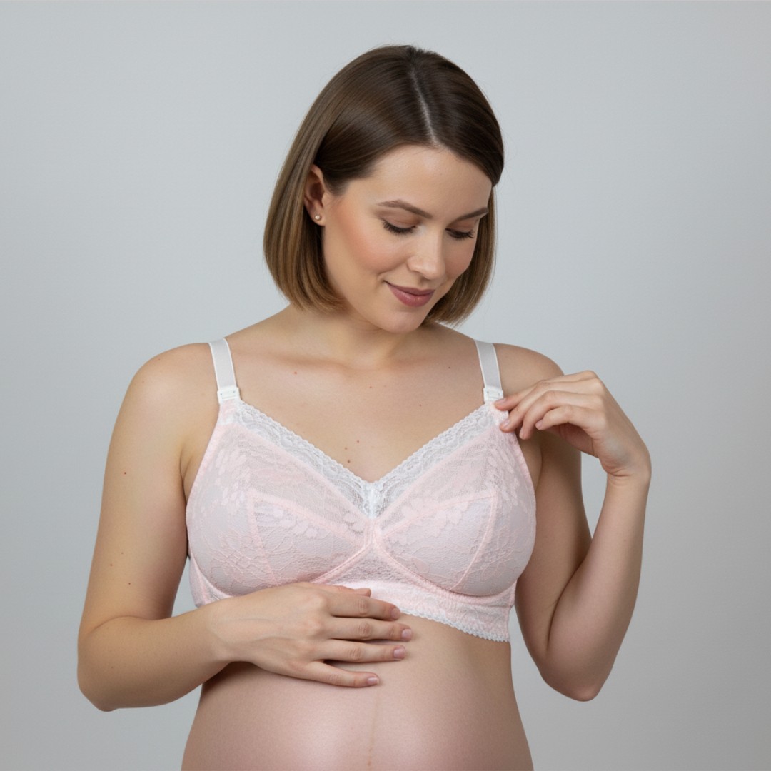 Sostén Maternal Julietta, Broche Lactancia, Encaje, RosadoBlanco 7