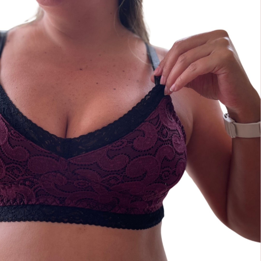 Sostén Maternal Julietta, Broche Lactancia, Encaje, GuindaNegro 10