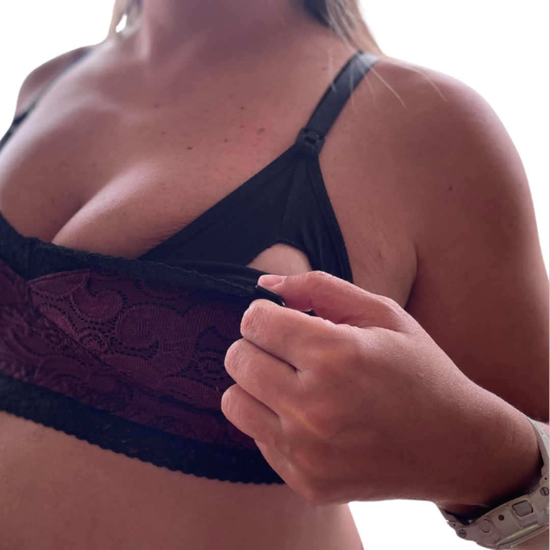 Sostén Maternal Julietta, Broche Lactancia, Encaje, GuindaNegro 11