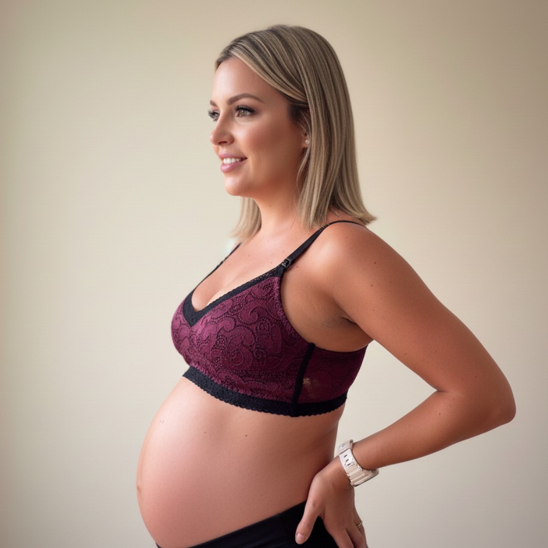 Sostén Maternal Julietta, Broche Lactancia, Encaje, GuindaNegro 2