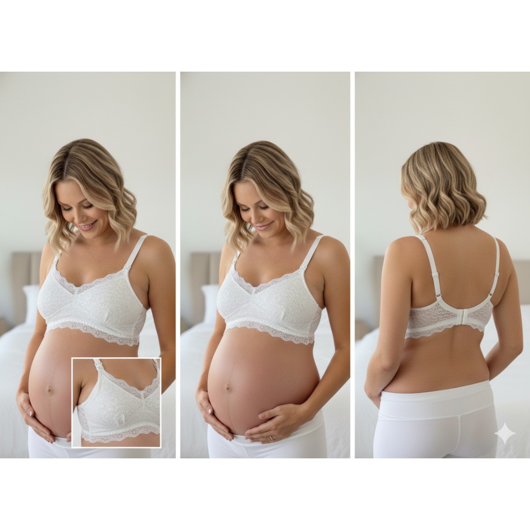 Sostén Maternal Julietta, Broche Lactancia, Encaje, Blanco 17