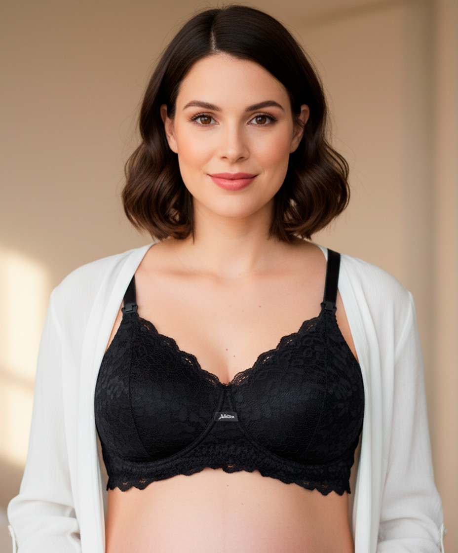 Sostén Maternal Julietta, Broche Lactancia, Encaje, Negro 2