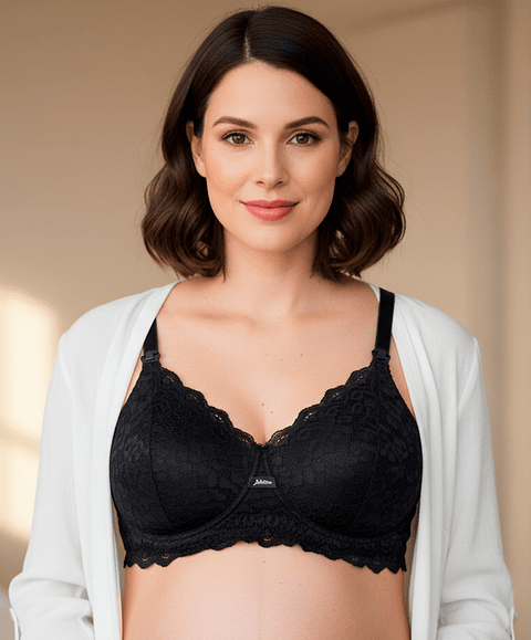 Sostén Maternal Julietta, Broche Lactancia, Encaje, Negro