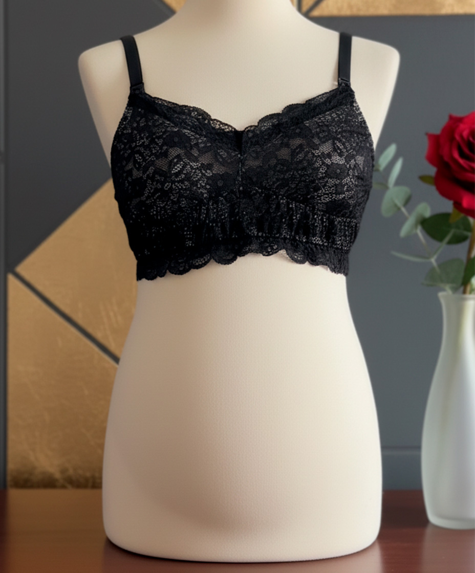 Sostén Maternal Julietta, Broche Lactancia, Encaje, Negro 14