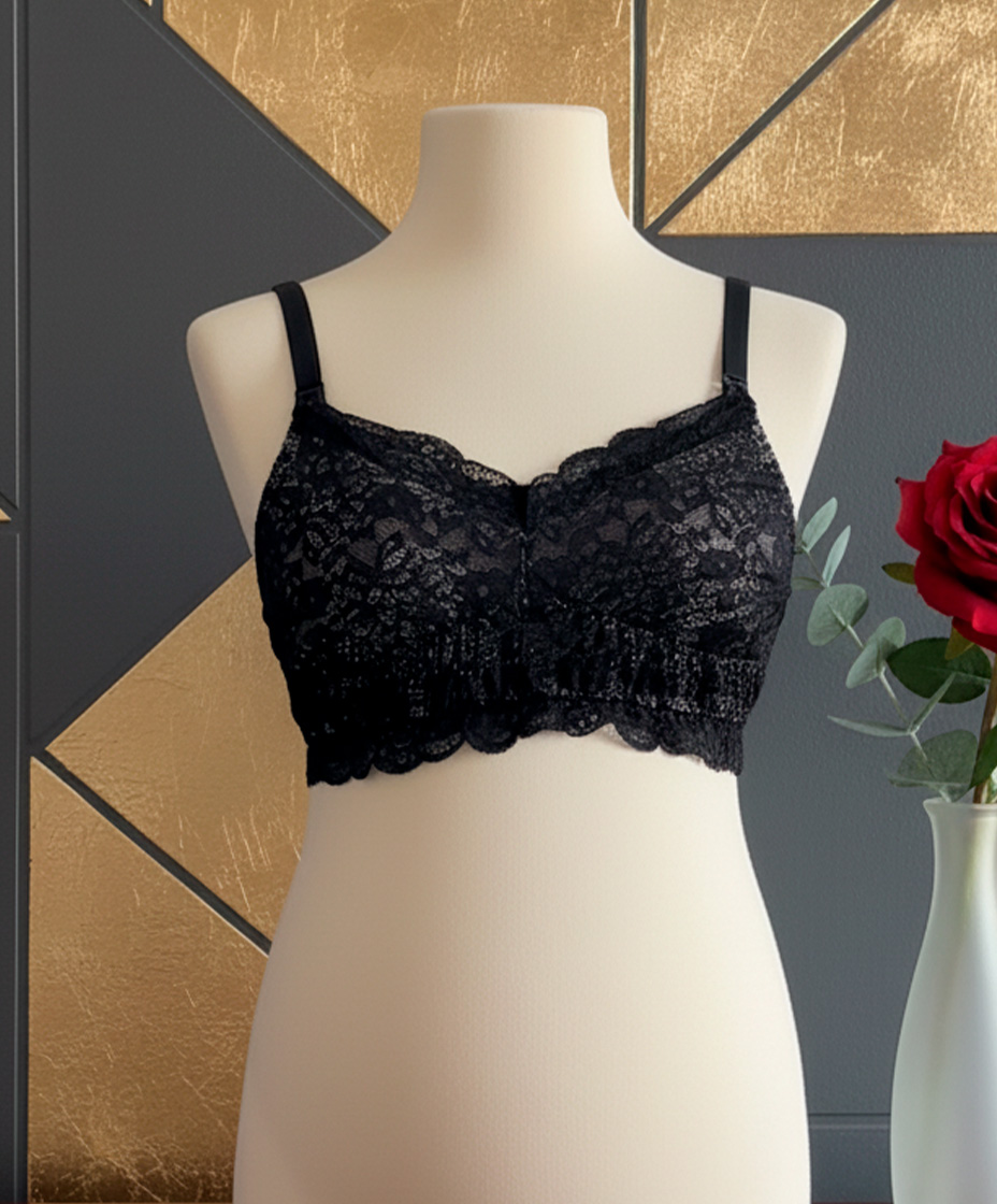 Sostén Maternal Julietta, Broche Lactancia, Encaje, Negro 15