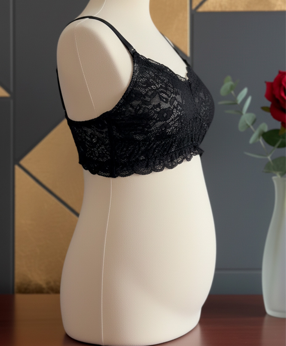 Sostén Maternal Julietta, Broche Lactancia, Encaje, Negro 19