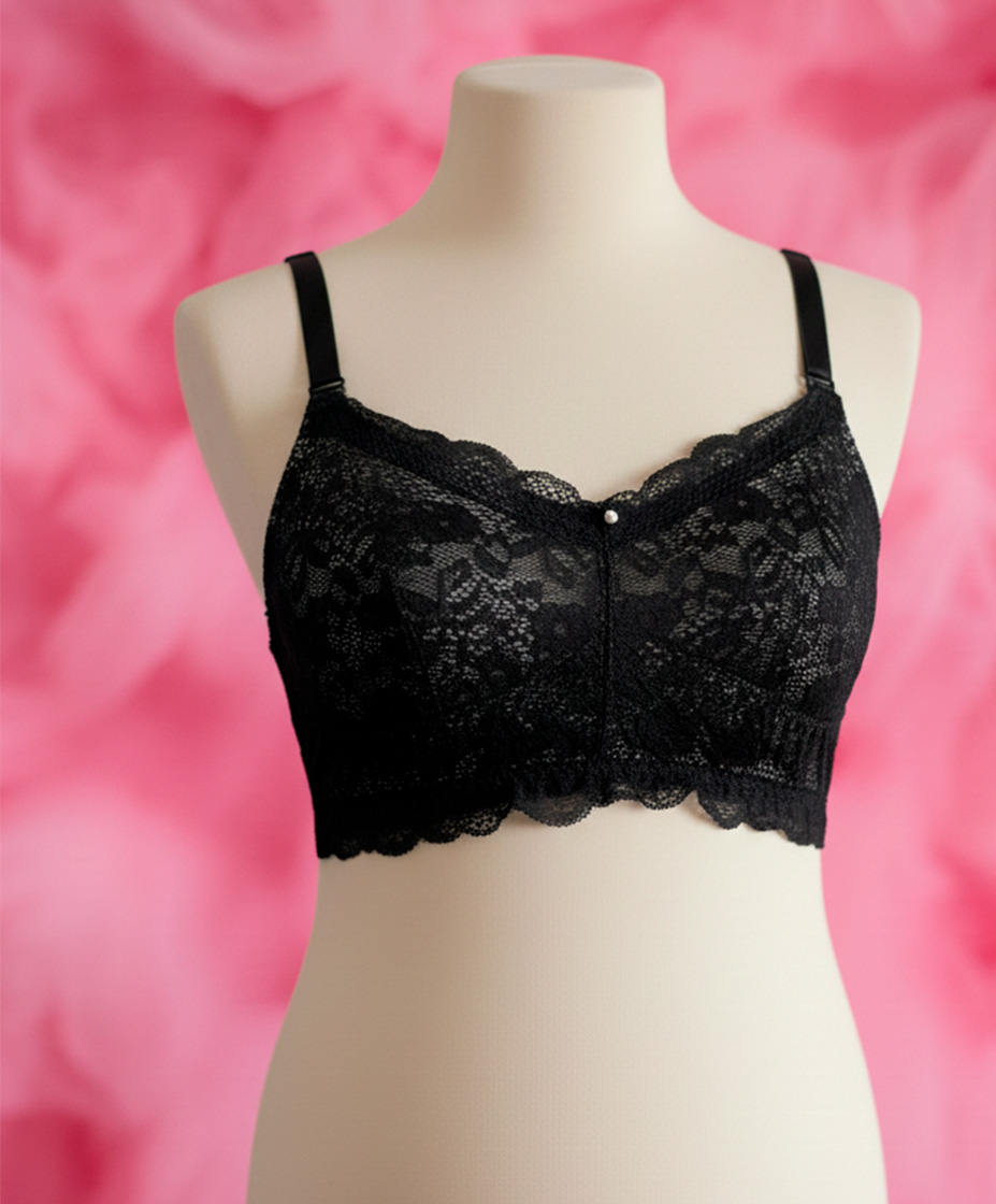 Sostén Maternal Julietta, Broche Lactancia, Encaje, Negro 28