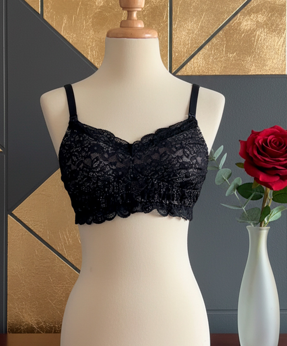 Sostén Maternal Julietta, Broche Lactancia, Encaje, Negro 22