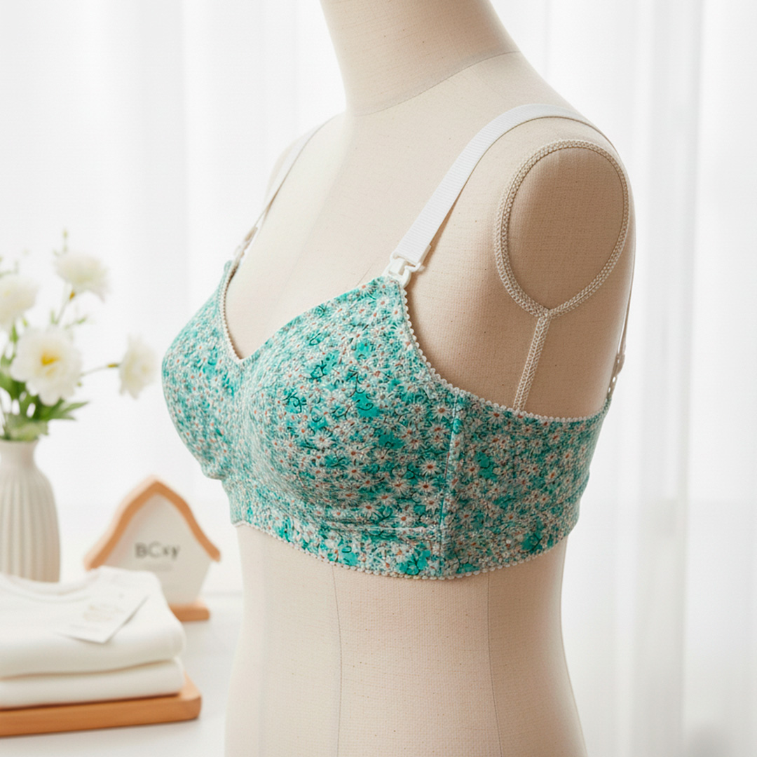 Sostén Maternal Julietta, Broche Lactancia, Algodon, VerdeFloreado 8