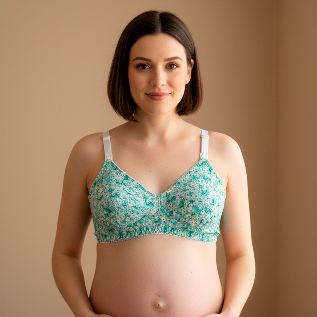 Sostén Maternal Julietta, Broche Lactancia, Algodon, VerdeFloreado 4