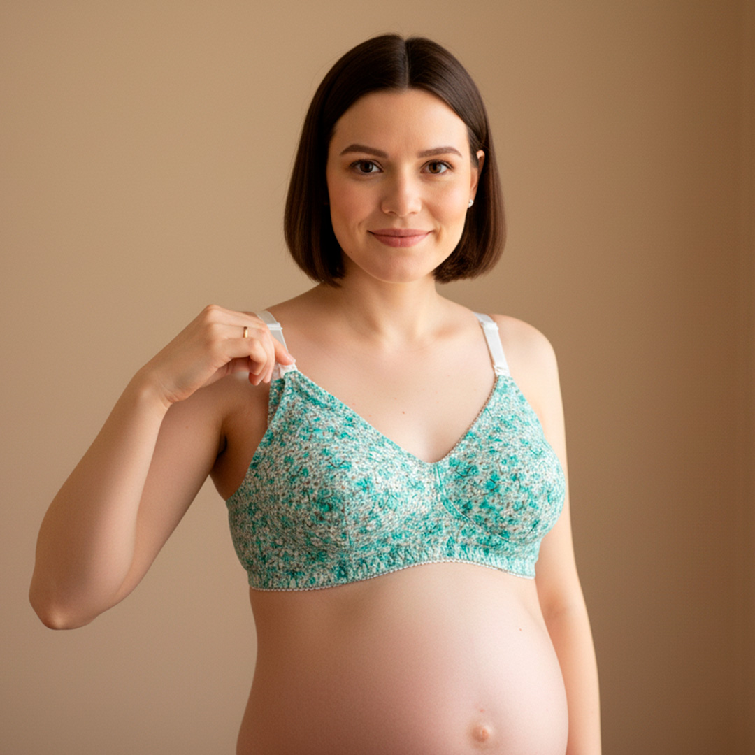 Sostén Maternal Julietta, Broche Lactancia, Algodon, VerdeFloreado 5
