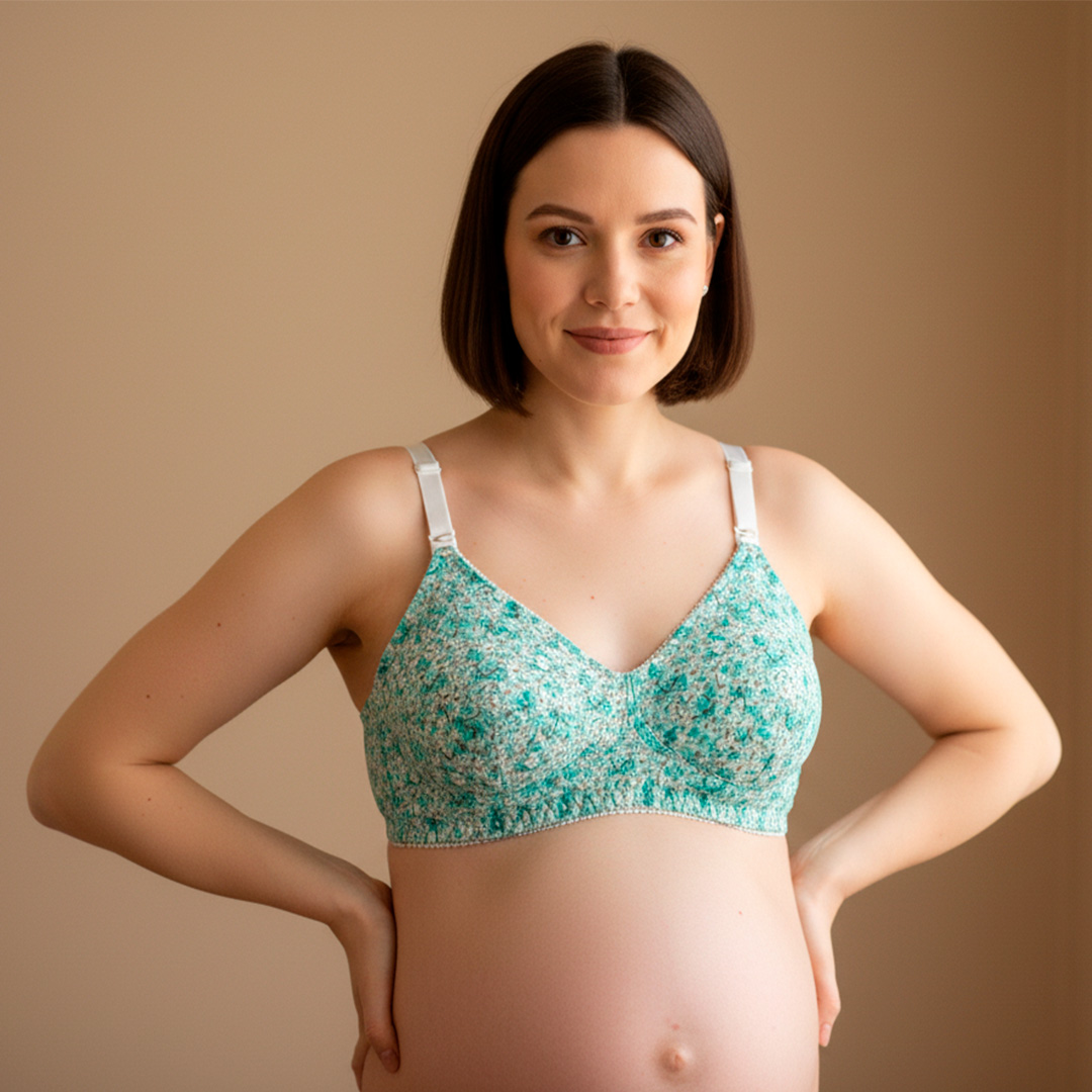 Sostén Maternal Julietta, Broche Lactancia, Algodon, VerdeFloreado 6