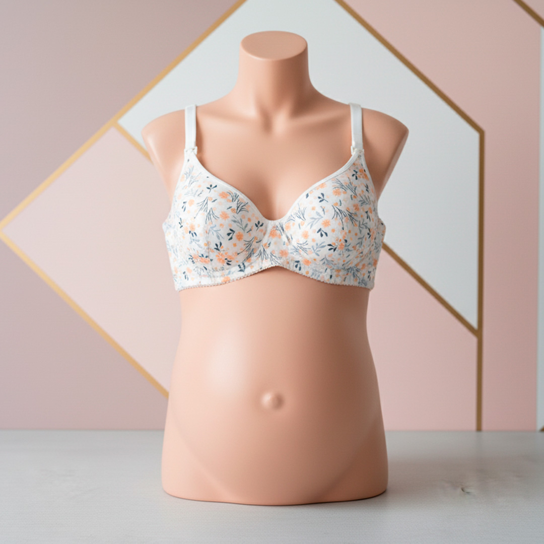 Sostén Maternal Julietta, Broche Lactancia, Algodon, NaranjaFloreado 11