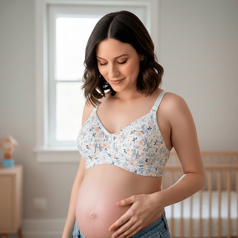 Sostén Maternal Julietta, Broche Lactancia, Algodon, NaranjaFloreado