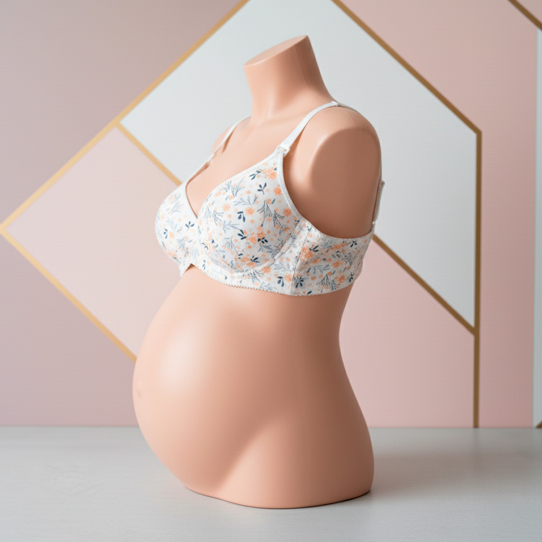 Sostén Maternal Julietta, Broche Lactancia, Algodon, NaranjaFloreado 13