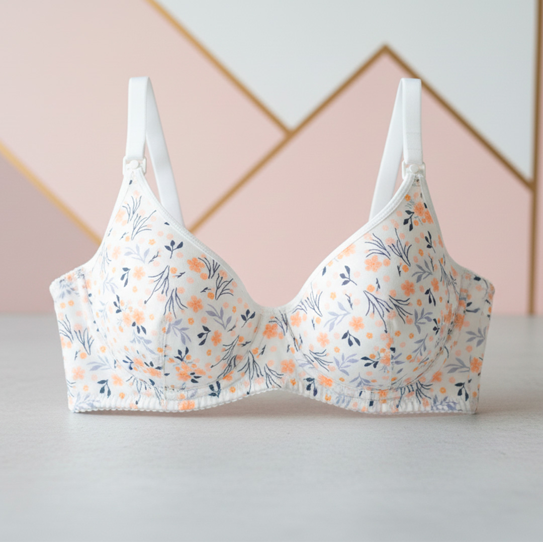 Sostén Maternal Julietta, Broche Lactancia, Algodon, NaranjaFloreado 15