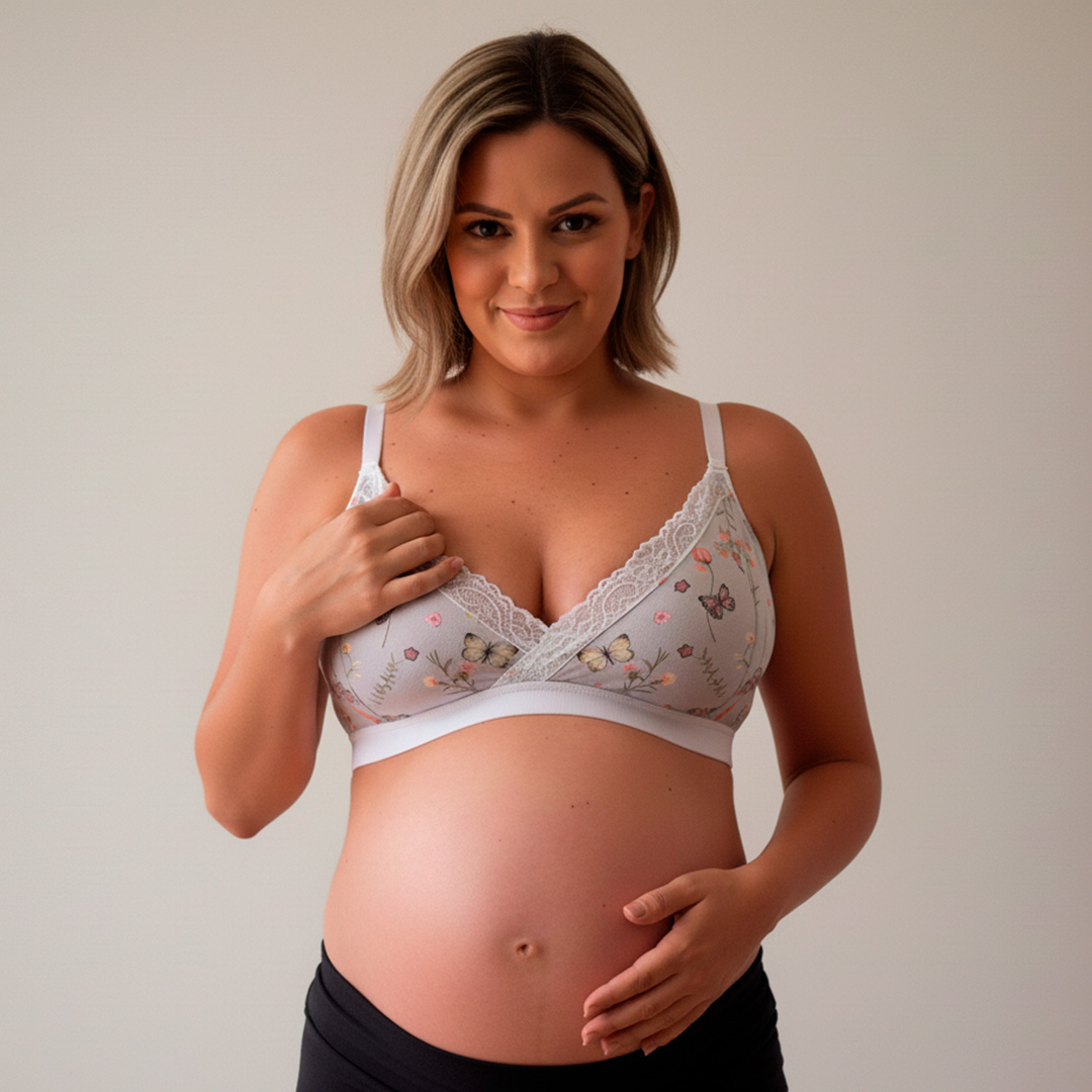 Sostén Maternal Antonia, Sistema Lactancia, Algodon, VerdeFloreadoClaro 3