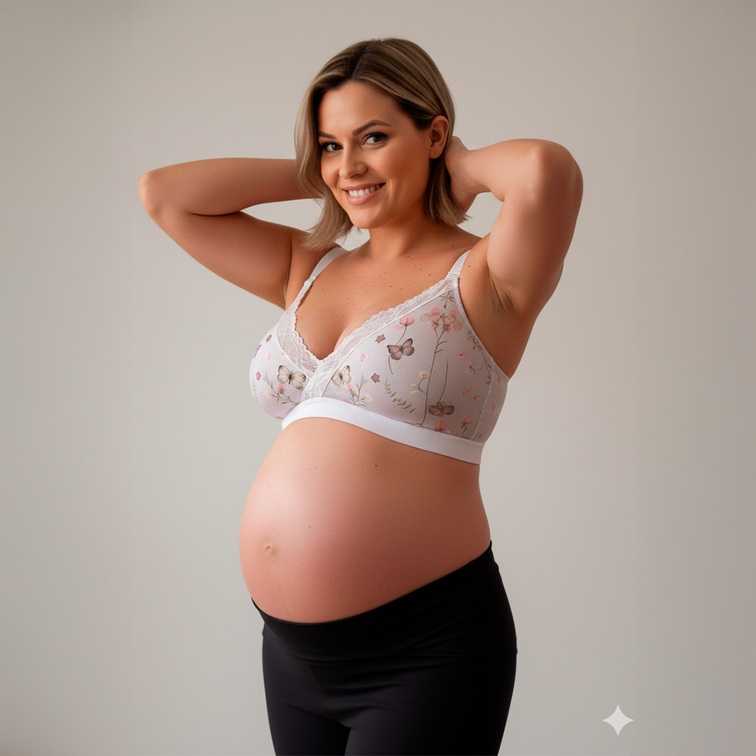 Sostén Maternal Antonia, Sistema Lactancia, Algodon, VerdeFloreadoClaro 1