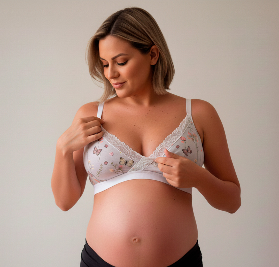 Sostén Maternal Antonia, Sistema Lactancia, Algodon, VerdeFloreadoClaro 6