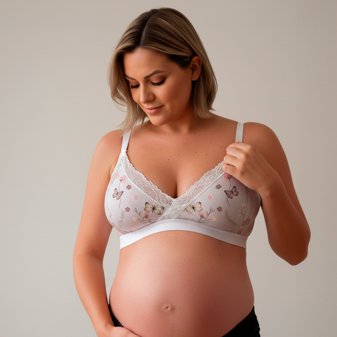 Sostén Maternal Antonia, Sistema Lactancia, Algodon, VerdeFloreadoClaro 7