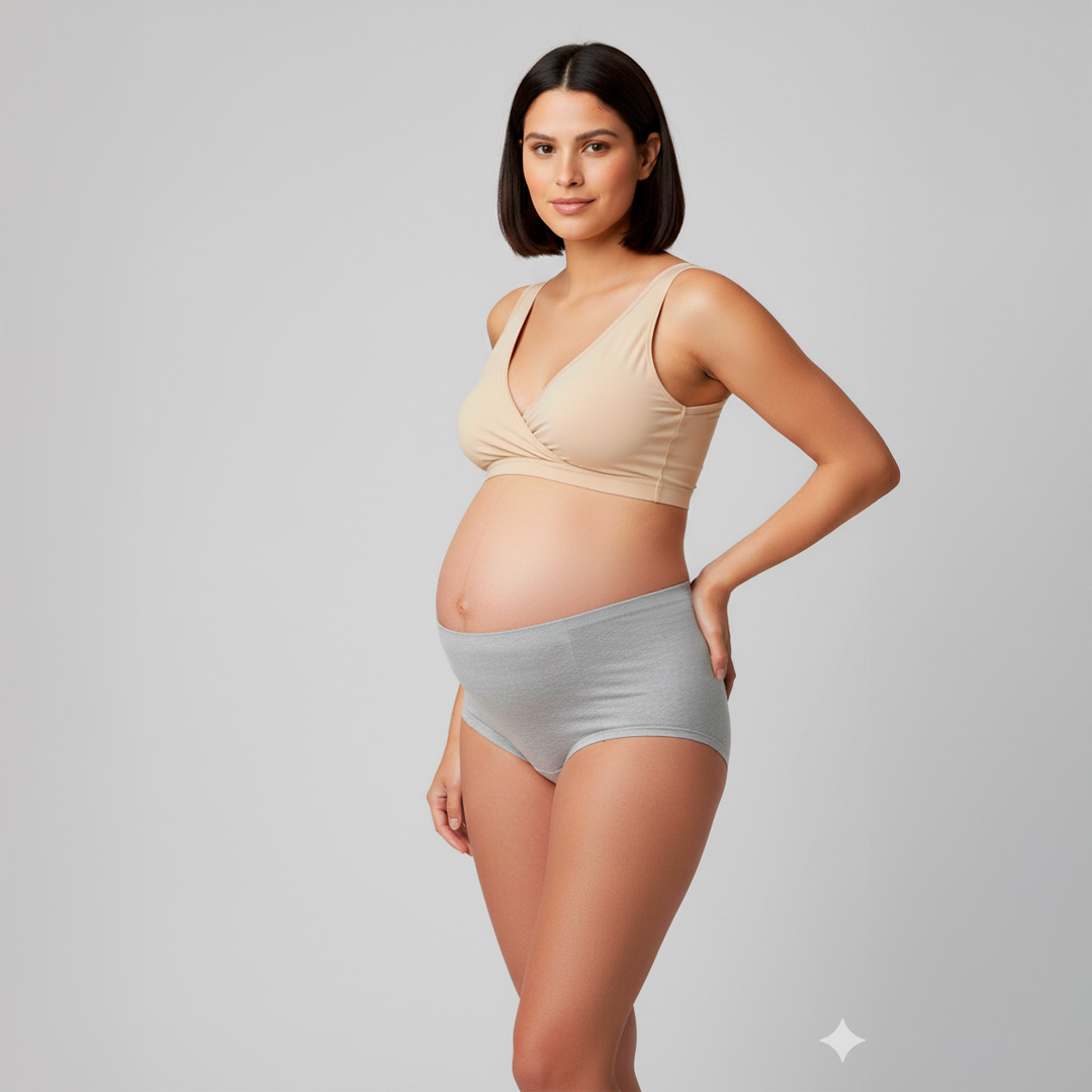Calzón Maternal CorteAlto, Algodon Postparto Sin Elasticos, Gris 6