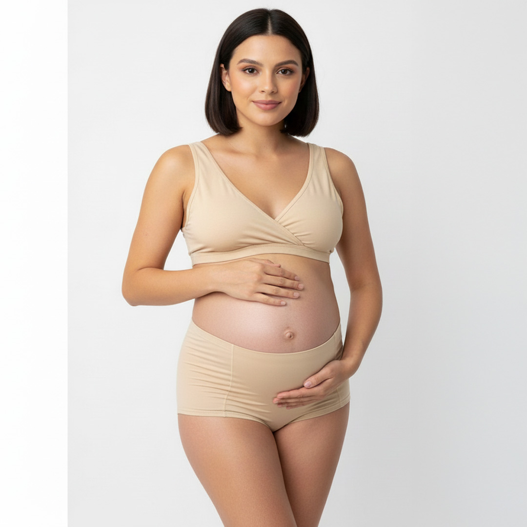 Calzón Maternal CorteAlto, Algodon Postparto Sin Elasticos, Beige 5