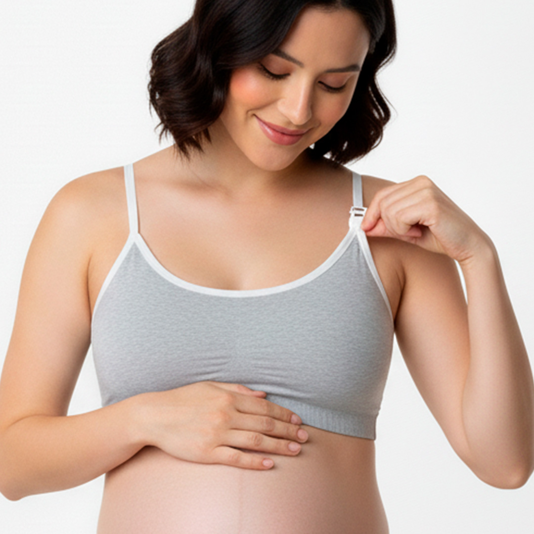 Sosten Maternal Diana, Broche Lactancia, Deportivo, Algodon, Gris 2