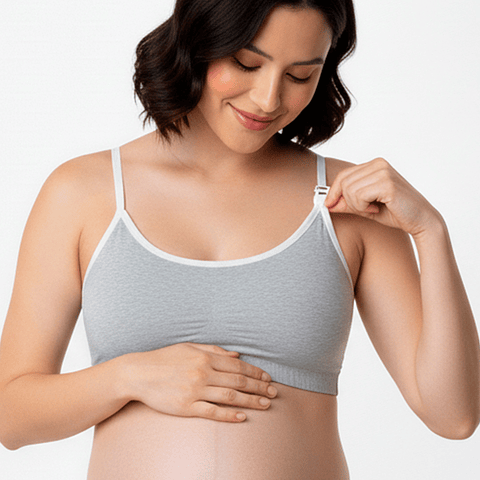 Sosten Maternal Diana, Broche Lactancia, Deportivo, Algodon, Gris
