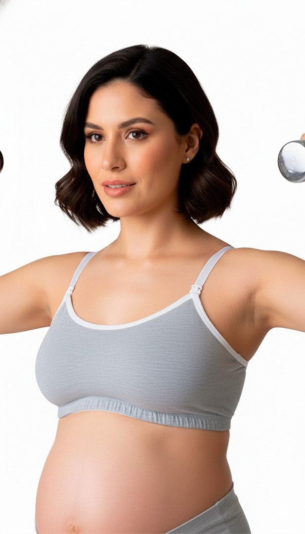 Sosten Maternal Diana, Broche Lactancia, Deportivo, Algodon, Gris 10