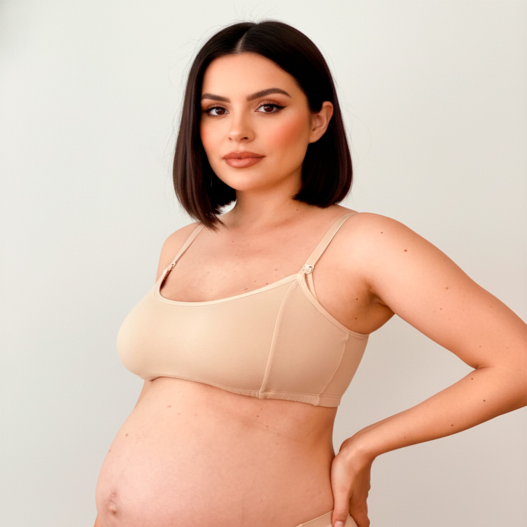 Sosten Maternal Diana, Broche Lactancia, Deportivo, Algodon, Beige 1