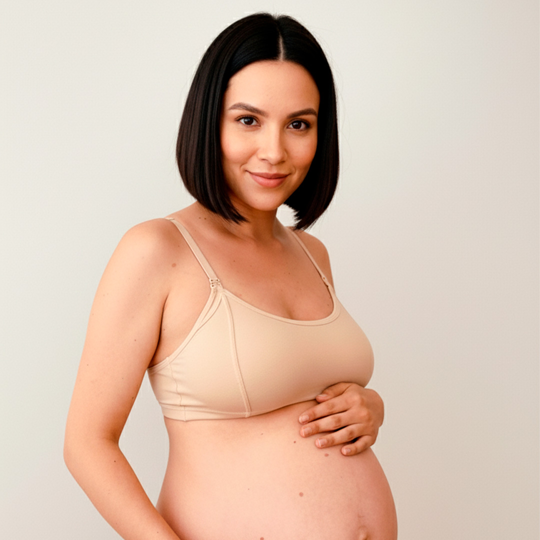 Sosten Maternal Diana, Broche Lactancia, Deportivo, Algodon, Beige 3